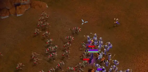 A large real-time battle between armies